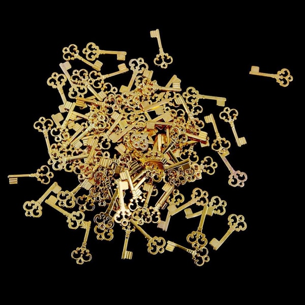 4x 100 stykker gaver metall sjarm anheng hul nøkkel gull legering sjarm 22x10 mm