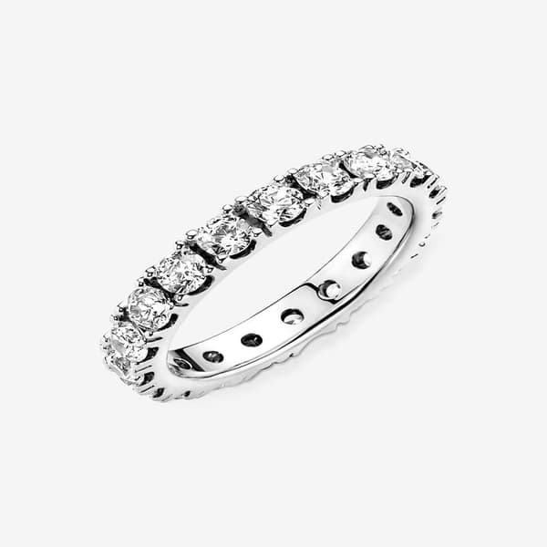 Pandora - Sparkling Row Eternity -sormus - Sterlinghopea Circumference: 52mm