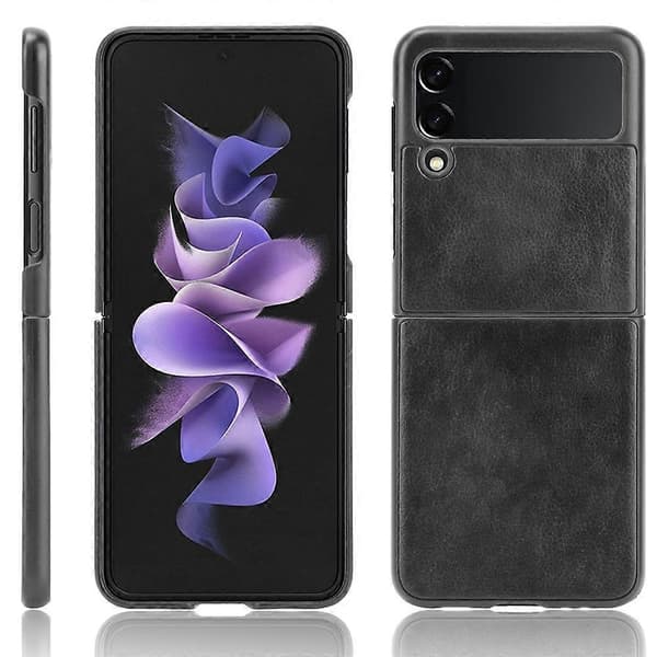 Til Samsung Galaxy Z Flip3 5G støtsikkert PC + PU-deksel med litchitekstur (rød) Black