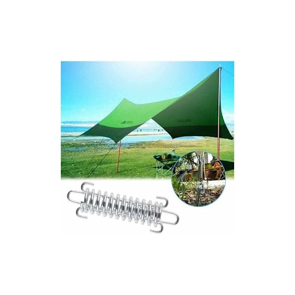 4 stycken skuggsegel fjädrar, skuggsegel spännfjäder, skuggsegel spännfjäder, campingtält spännfjäder, ståltält fjäder repspänne (silver)