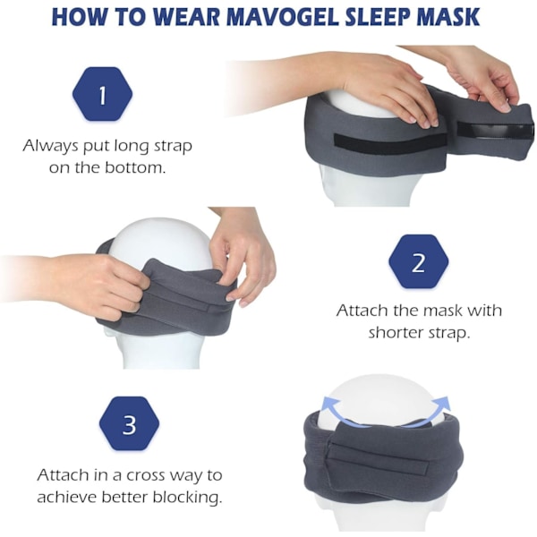 Sovmask - Hudvänligt Modalmaterial & Ljusblockerande Sovmask för Hemma/Flyg/Skiftarbete, Handgjord, Fullt Justerbar Rem, Fullständiga Ögonskydd grey