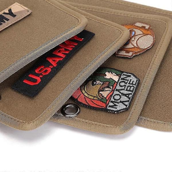 Patch Display Holder Panel Flip- Page Patch Book Patches Binder Organizer for Military Hook and Loop Emblems, 1 sett D- khaki