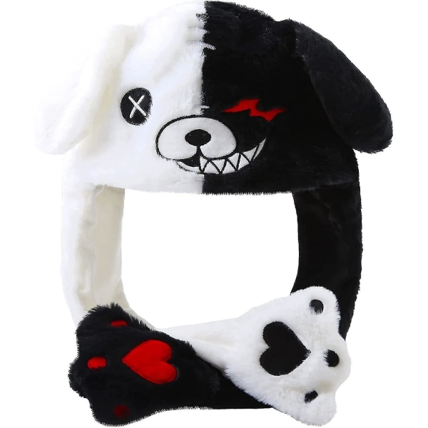 Black White Bear Hat Moving Ears, Bear Ears Hat Cap med inbyggd luftpumpsenhet