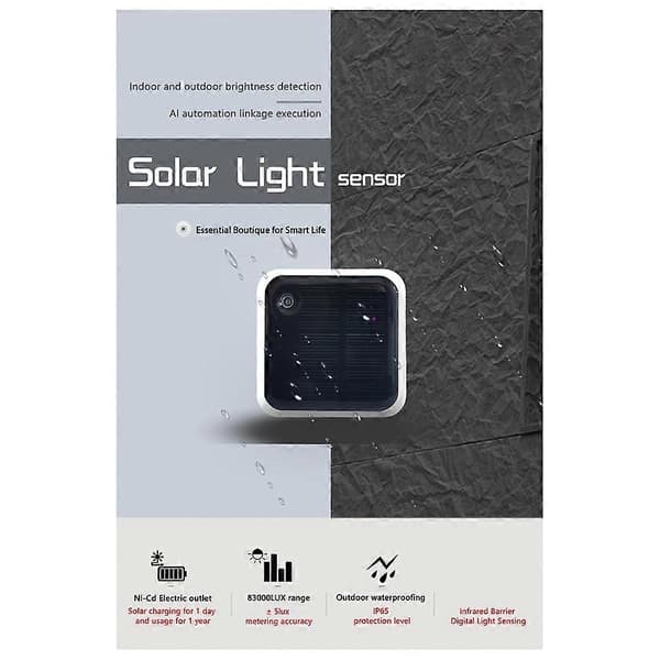 Tuya Zigbee Solar Lyssensor Vanntett IP65 Utendørs Lysstyrkedeteksjon Luminanssensor Ea
