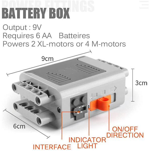 4-pak teknologi Power Funktion Motorblok delesæt 1 mellemstor motor, 1 batteriboks, 1 lyskabel, 1