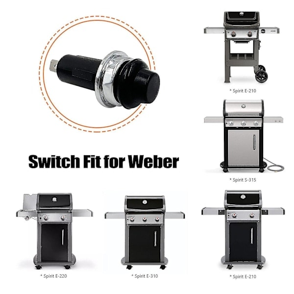 7642/7643 Passar Weber Genesis II Elektronisk Tändning Tryckknapp/BrytareBY