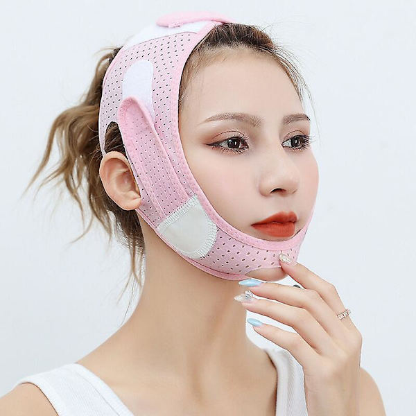 Støbt ansigtsartefakt løftende maske kan fjerne rynker, stram bandage til at sove, åndbar og skridsikker om sommeren, pink dobbelt løft