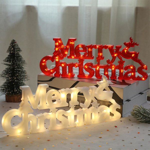 Juletre hengende ornamenter, juledekor lys til juletre krans, juledekor Red-Battery