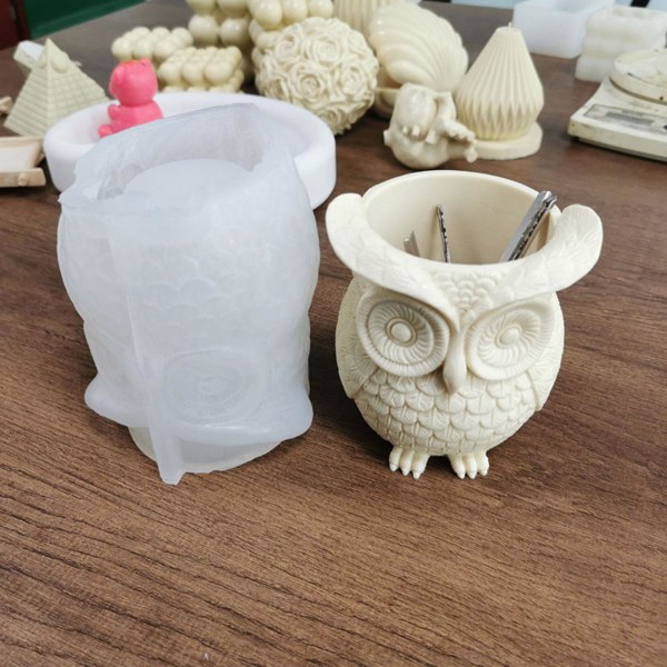 Diy Resinforme Egnet Til Slikkrukker Ugle Blomsterpot Form Lerforme A