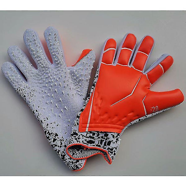 Professionelle silikonegummi vandtætte skridsikre handsker latex voksne børn fodboldmålmandshandsker/13 farver tilgængelige white and orange 6