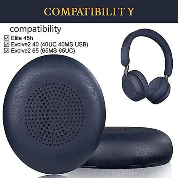 Öronkuddar Ersättning För Jabra Evolve2 65 (65ms 65uc Usb)/evolve2 40 (40uc 40ms Usb)/elite 45h On-ear Trådlöst Headset Navy Blue