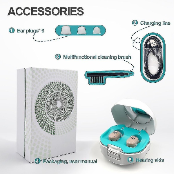 Oppladbare digitale høreapparater - Audifonos høreapparat for eldre, med ladeveske-xjw
