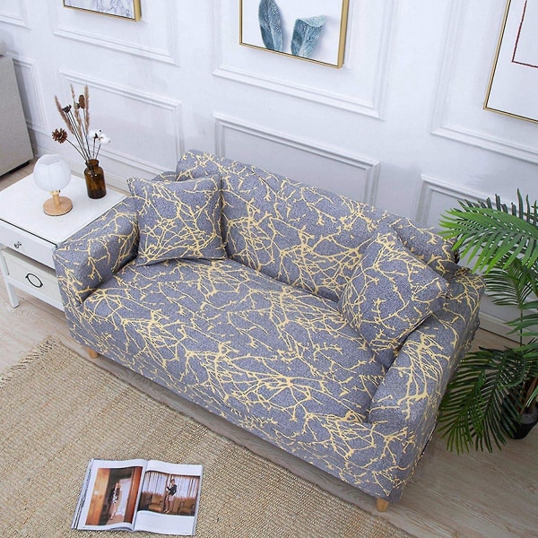 Hög elastisk polyesterfibersofföverdrag grå - fåtölj, soffa, loveseat möbelskydd (1)