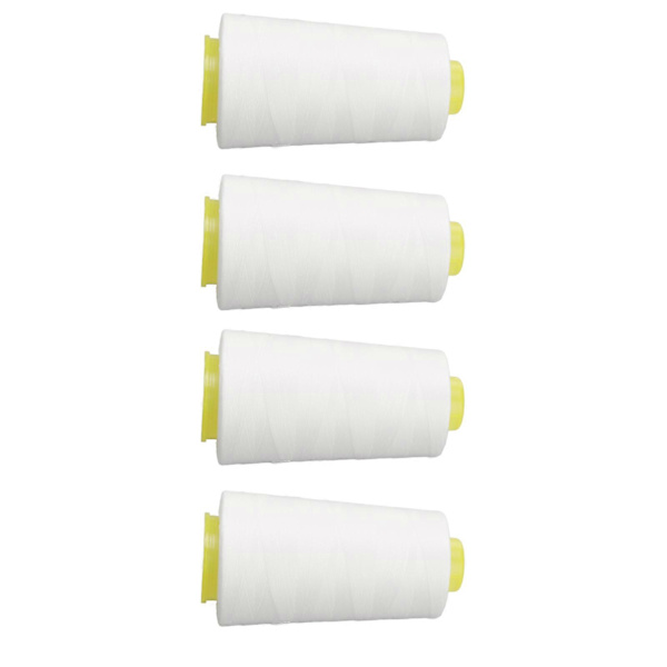 4 st Overlocktråd Vit Premium Polyester Robust Slitstark Används Ofta Vit Tråd