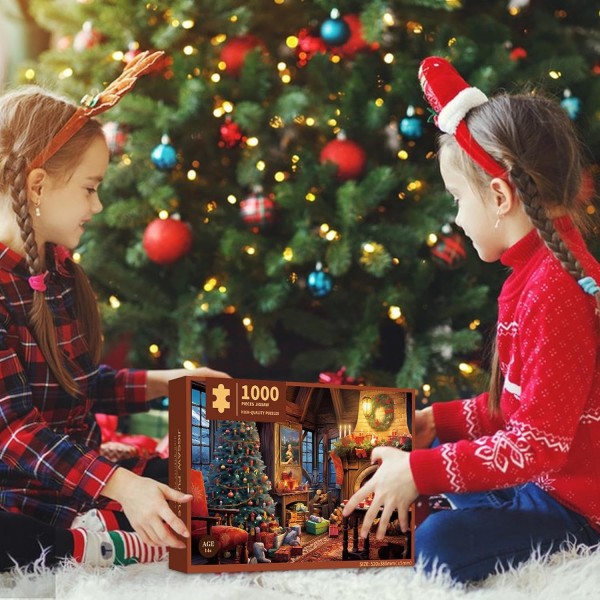 Adventskalenderpuslespill 1000 brikker Julekalenderpuslespill Nedtellingskalender Nedtellingsboks Puslespill for voksne barn A