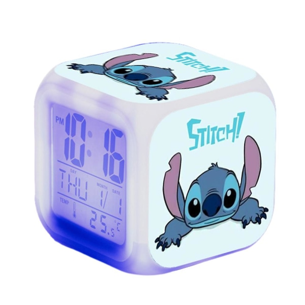 Lilo & Stitch Digital väckarklocka 7 färgskiftande nattljus Sängklocka Heminredning Barn leksakspresenter C