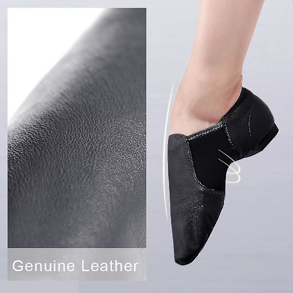 Äkta läder jazz dansskor brun svart halkfri sula jazz skor hög kvalitet vuxna danssneakers för flickor kvinnor Black 33