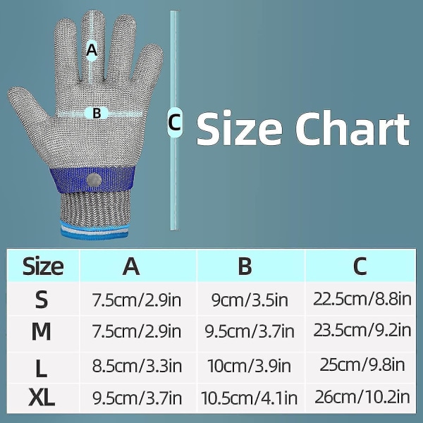 Kuttresistente hansker nivå 9 Kutte rustfritt ståltrådnett hanske L