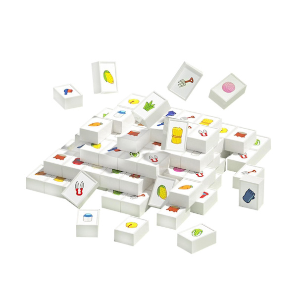 Mini Mahjong sæt finmotorisk færdighedsspil til børn småbørn 52 brikker/bl