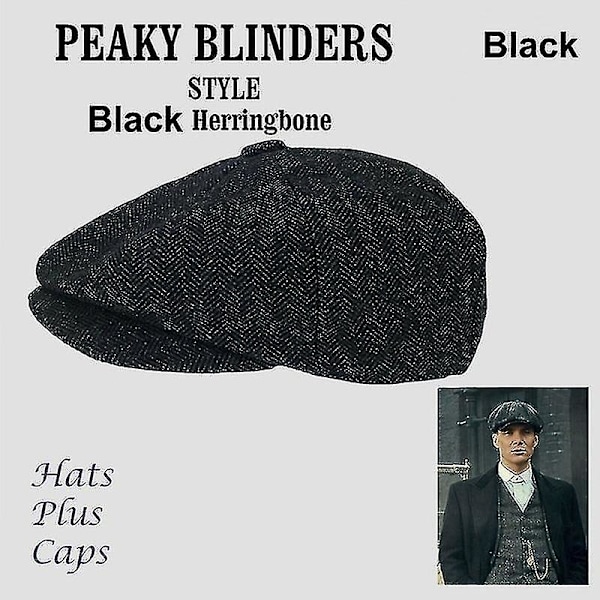 Ny herremode Peaky Blinders hat mænds kasket uldblanding sildebensstof tweed vinterhat varm