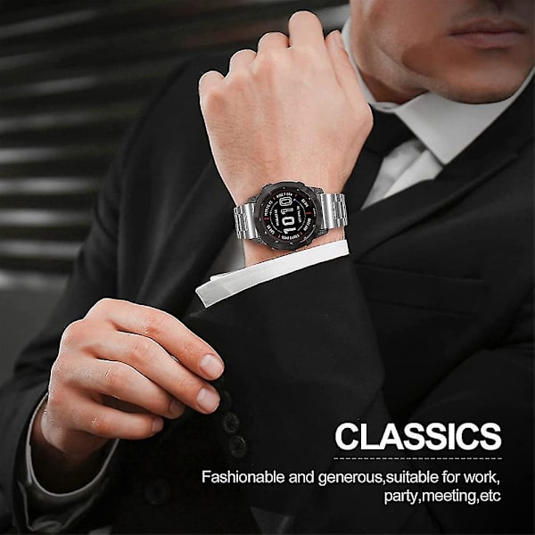 Armband till Garmin Fenix 6, Rostfritt Stål Easy Fit Ersättningsarmband för Garmin Fenix 5 / Fenix 5 Plus / Fenix 6 Pro