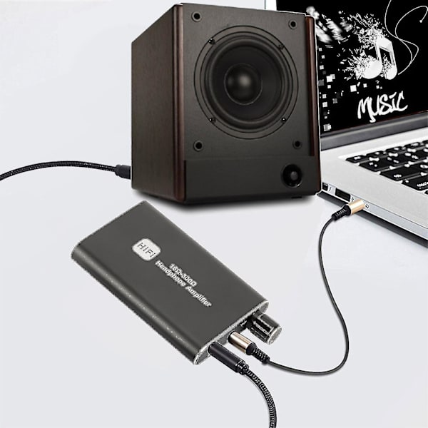 Aluminium bærbar headsetforstærker Hifi Audio Hovedtelefonforstærker Lydforbedrer Amp 600mah Med 3,5mm Port