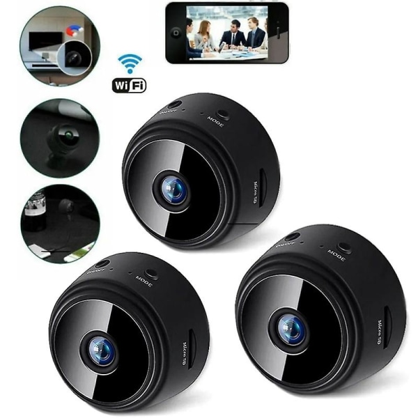 3 pakkausta A9 1080p HD WiFi Minikamera Valvontakamerat Anturi Videokamera Web Video Älykkään kodin Turvallisuus Langaton Turvallisuus Langaton Kamera