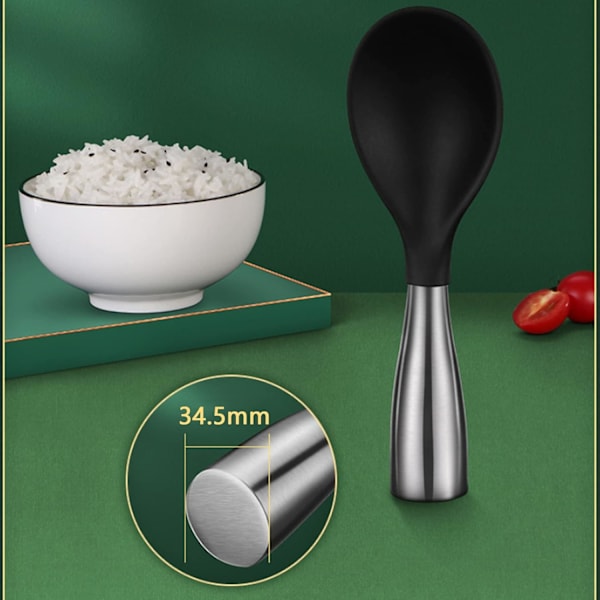 Silikoneske til servering af ris, rustfrit stål silikoneske til servering af ris, køkkensilikoneske med non-stick belægning, til madlavning af sauce, suppe, dressing og ris