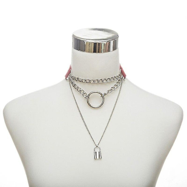 Egirl Choker Halsband Lås Gotisk Halsband Punk Goth Smycken Harajuku Stil Svart Choker Emo Grunge Estetiska Tillbehör