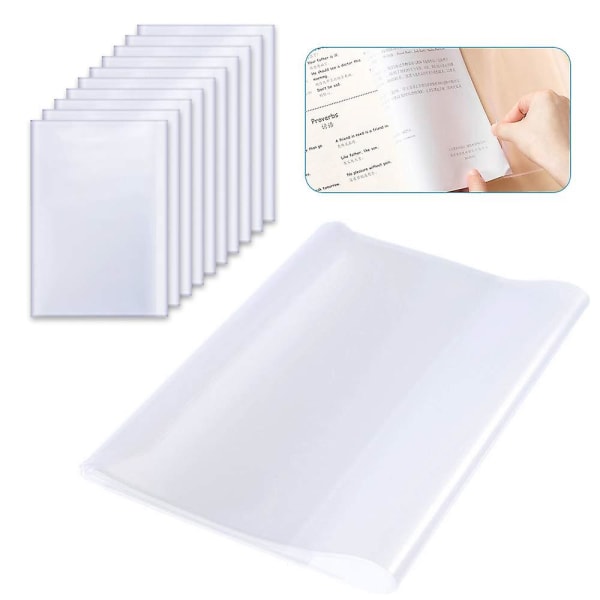 10 kpl A4 läpinäkyvät harjoituskirjan kannet, läpinäkyvä cover, uudelleenkäytettävä paksu muovi ja säädettävät läpinäkyvät kirjan kannet