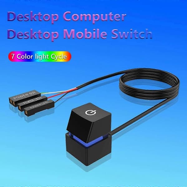 On/Off PC Strømknap Kabel Bærbar Stationær Computer LED Switch Ledning - Yvan