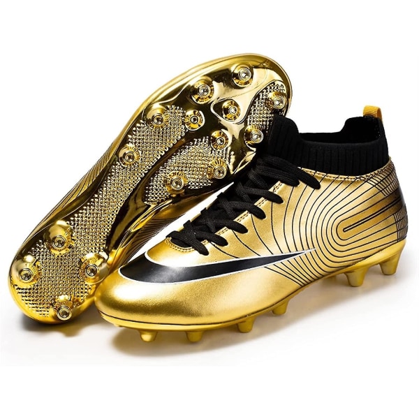 Soccer Shoes High Top Spike Fg Training Football Shoes Sneakers For Kids Young Gold EUR 37