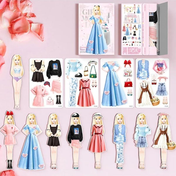 Magnetic Dress Up Baby, Magnetic Princess Dress Up Paper Doll Magnet Dress Up Games, låtsasresor Lekset Toy Dress Up Dolls For Girls Present Set G