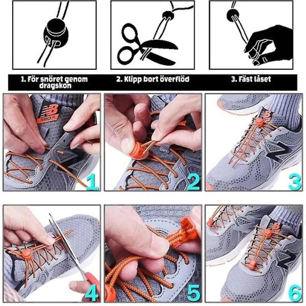 2 par elastiske skolisser med snøring - Ikke knytt skoene dine