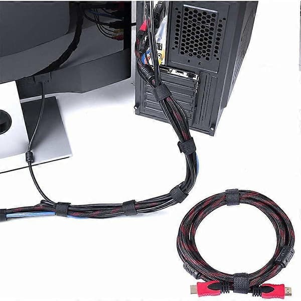Kabelbinder Genanvendelig Bindetråd Organizer Clip Kabelbinderstropper til Laptop PC TV (100 stk. - Sort)