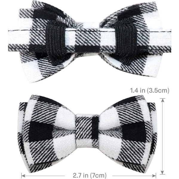Kattehalsbånd med bjelle og sløyfe, myk tartan, sikkerhetshalsbånd med hurtigutløsning for kattunger og katter, 1 pakke, disblå black