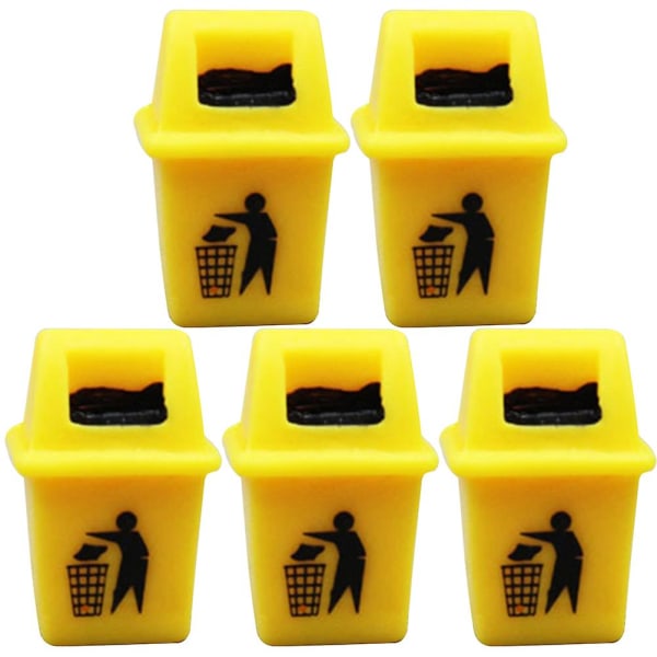 5pcs Miniature Garbage Cans Mini Trash Cans Rubbish Bin Garbage Model Sand Table Decoration