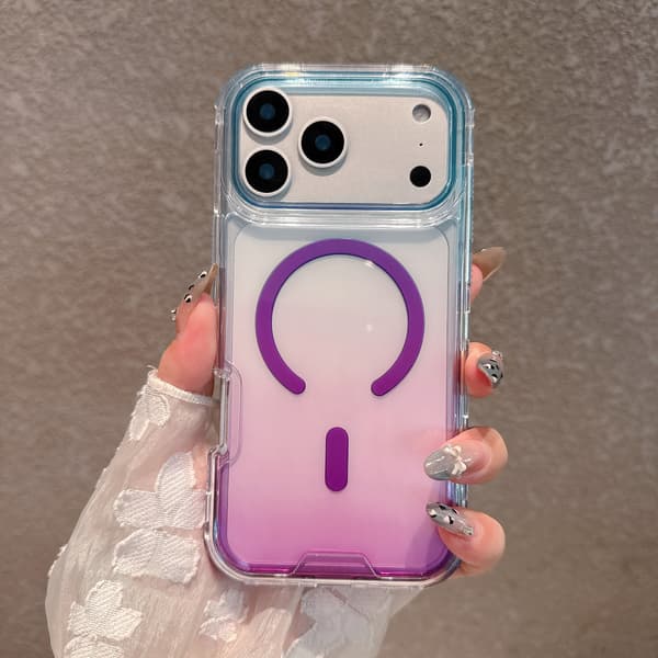 Compatible with iPhone 17 Pro Max 3-in-1 Mobile Case, Two-Tone Gradient & Transparent Magnetic Case Style 3