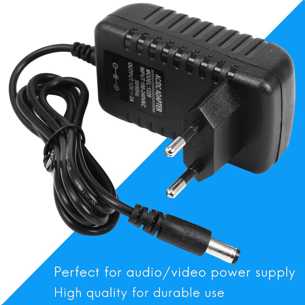 Ac/dc 12v 2a 24w Strømadaptertransformator for 5050 3528 Led-stripe lys Eu-plugg black