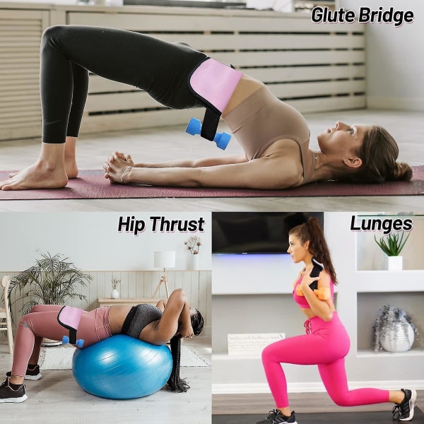 Hoftestøttebelte for manualer, Booty Belt for Hip Thrust, hoftestøttepute for knebøy, utfall, glutebroer Pink