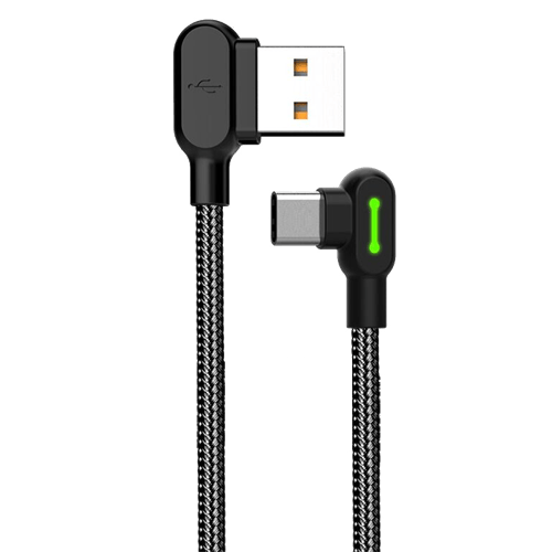 McDodo CA-5280 USB-C-kabel med vinklede stik, 0,5 m sort black 0.5
