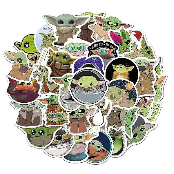 50 kpl Manlodar Baby Yoda -tarroja matkalaukku vedenpitävät tarrat