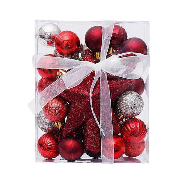 30 stk/sett Julekuler Hengepynt Juletre Ornament Stjerne Topper Noel Navidad Dekorasjon for Hjem Nyttårsgave dark red Other