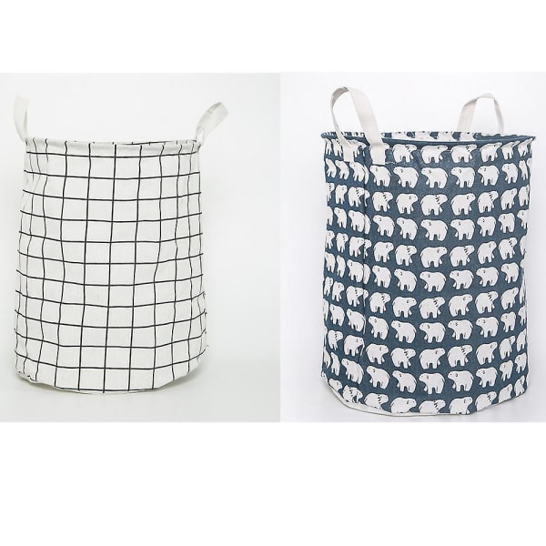 2x Fällbar Bomulls- och Linnetvättkorg - 33 X 43 Cm
