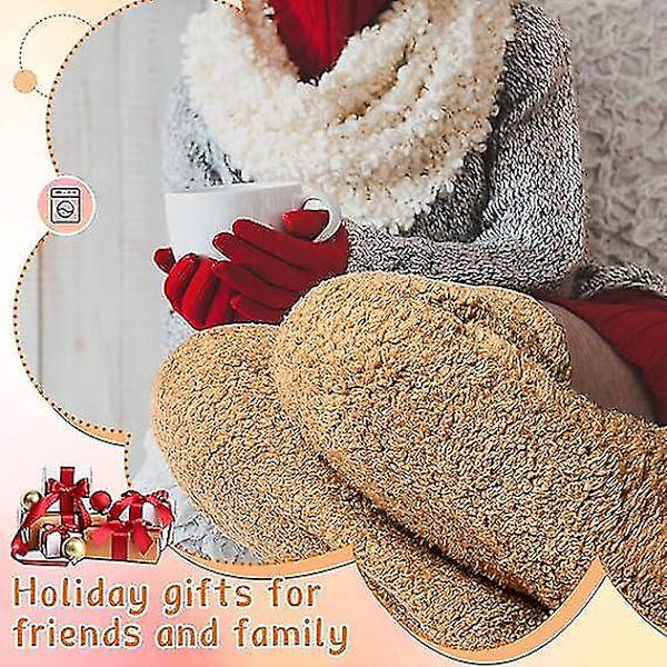 Over Knee High Fuzzy Socks Plush Furry Lange Benvarmere Brown