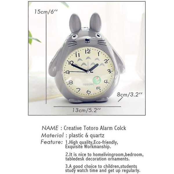 Wekity For Totoro-tema, Snooze-funktion Lydløs og LED-nattelys Bedste gave til børn Teenagere