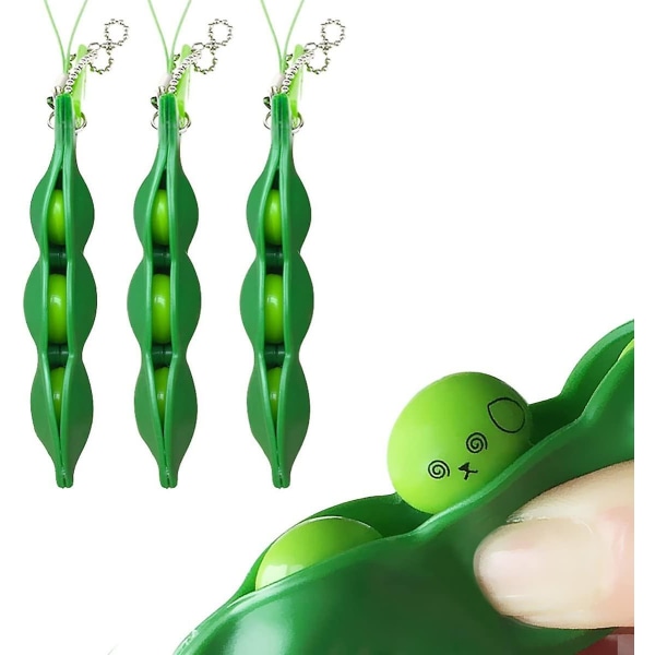Wabjtam 3-pak Edamame nøkkelring Ertekjede Nøkkelring Soy Leke Gave
