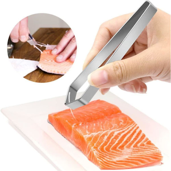 Fiskkrokstänger i Rostfritt Stål, Benplockare, Avlägsnandeverktyg för att Ta Bort Fiskkotor, Grisborst, Fiskfjäll (silver) (2-pack)