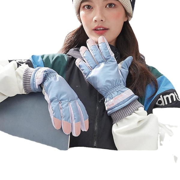 Kyltåliga handskar fleecefodrad vadderade varma bevarande bomullshandskar utomhus cykelhandskar kvinnlig vinter 1216-classic white