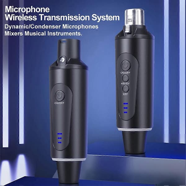 2,4g XLR mikrofon trådløst sende- og mottakssystem Dynamisk kondensatormikrofon etterklangsjustering Black